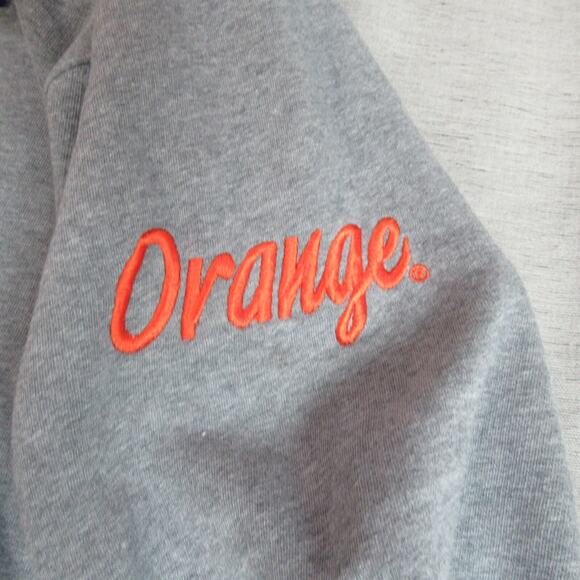 Syracuse Hoodie Mens 2XL Gray Sweatshirt Sports Orange Football Logo Grunge e5 - Picture 7 of 11